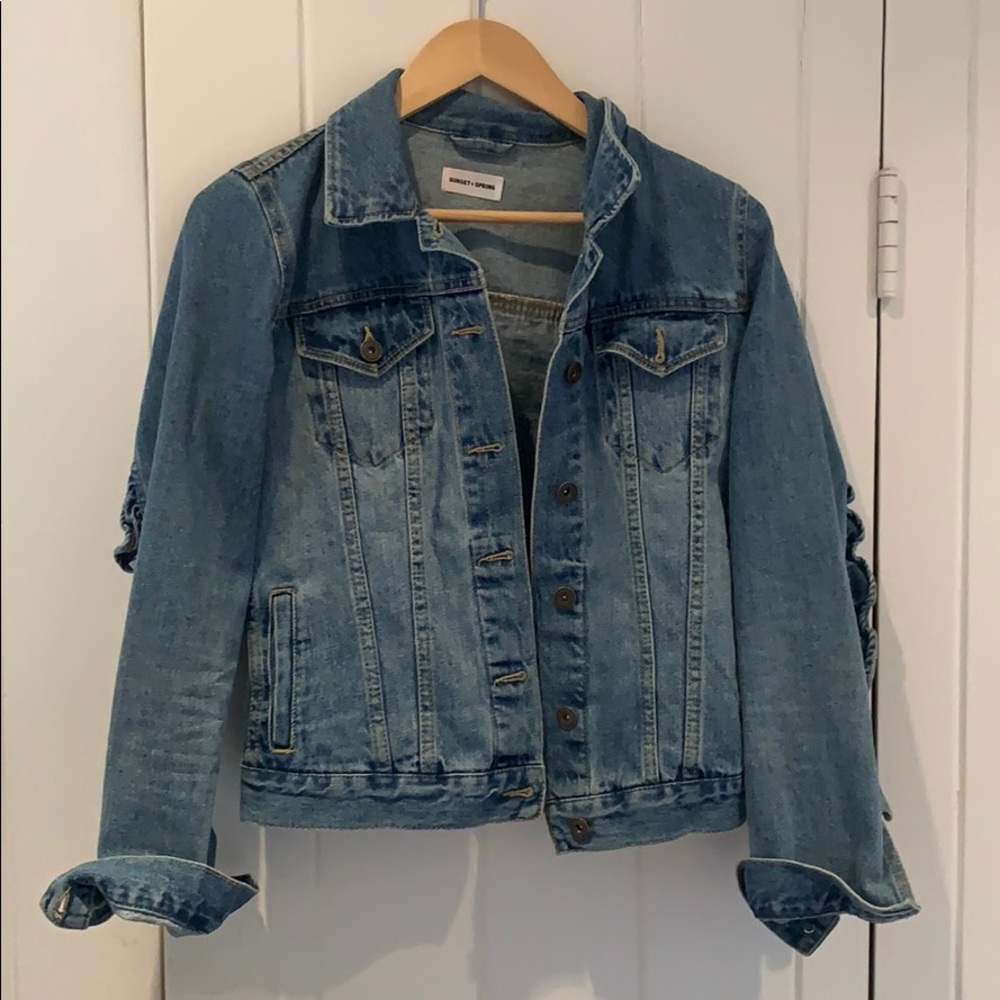 Denim Jacket with Ruffle